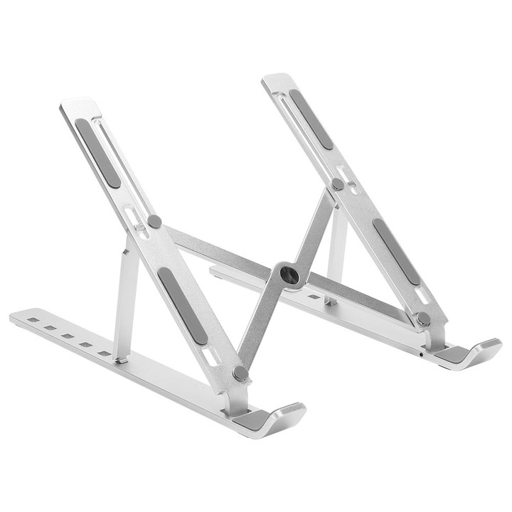 Állítható Ergonomikus Laptopállvány, Összehajtható, Alumínium, Ezüst