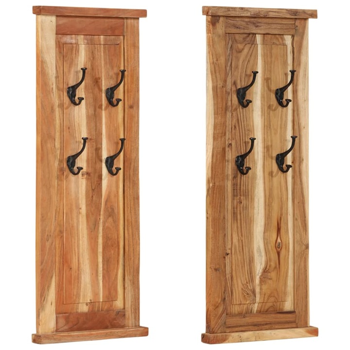 Cuiere de haine vidaXL, 2 buc., 38x100 cm, lemn masiv de acacia