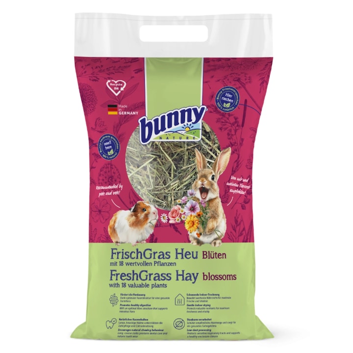 Fan pentru rozatoare cu plante naturale si mix de flori, Bunny Nature, 500 g
