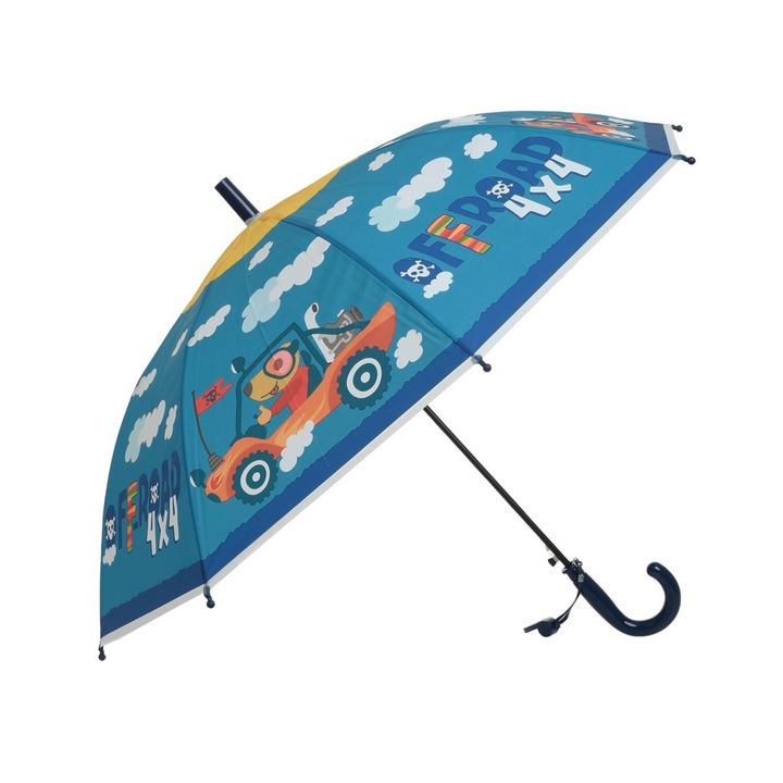 Hosszú automata pvc esernyő gyerekeknek PAMI, U-S621-341, 50 cm, 8 küllős, 50 cm, Kék