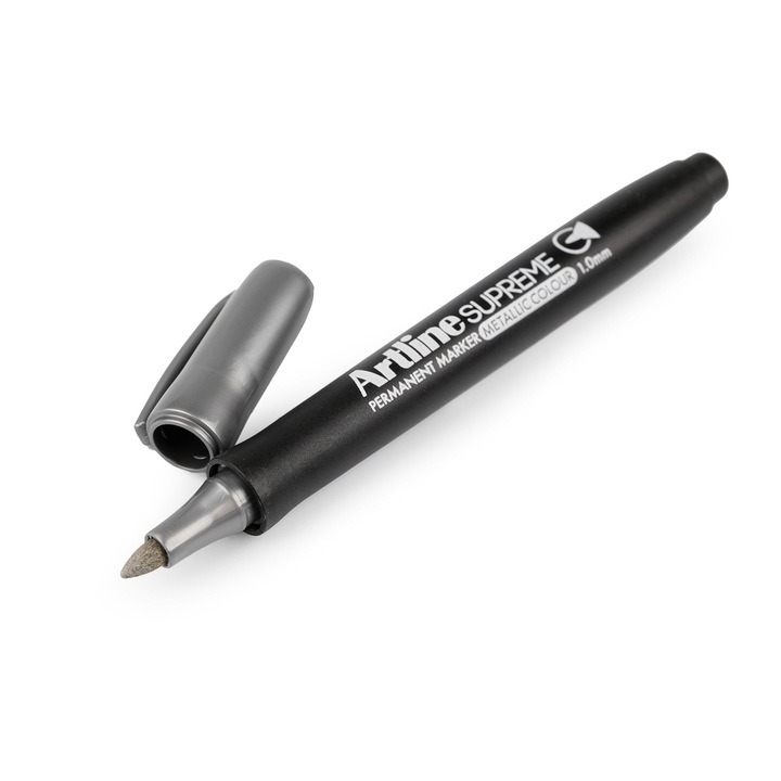 Permanent Marker Artline Supreme Metallic, Corp Plastic, Varf Rotund 1.0mm, - Argintiu