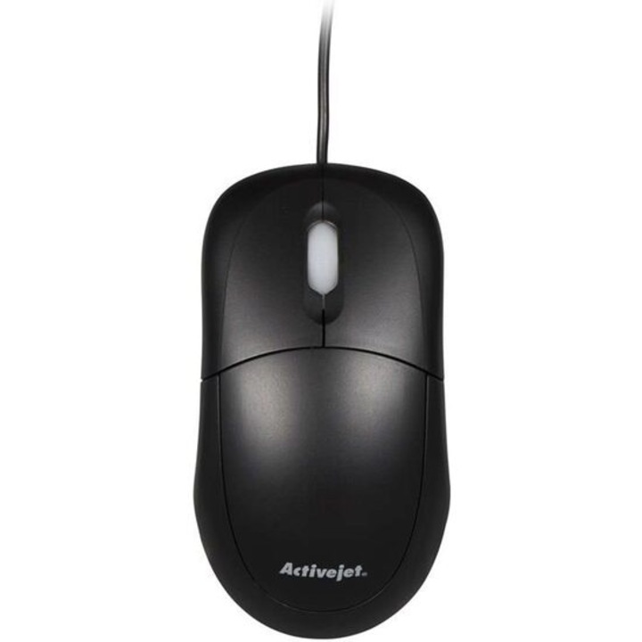 Mouse Activejet AMY-146, Optic, USB, cu fir, 1000 DPI, 3 butoane, Negru