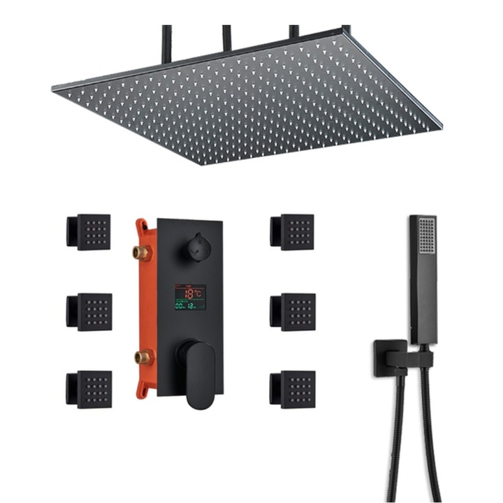 Смесител за душ, Blackswan, Тип M93, матово черен модел SPA, размер 50 см