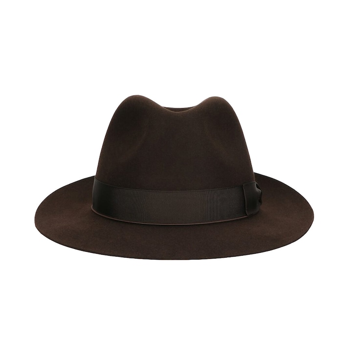 Palarie Borsalino Anello moro, maro, bor mediu, fetru de iepure, 55 cm