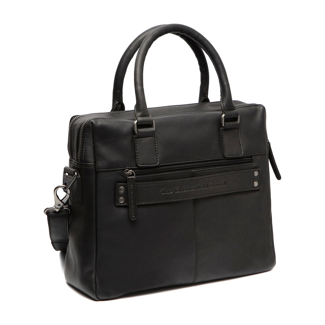 Geanta laptop din piele naturala, The Chesterfield Brand, Santiago, 14 inch, Negru