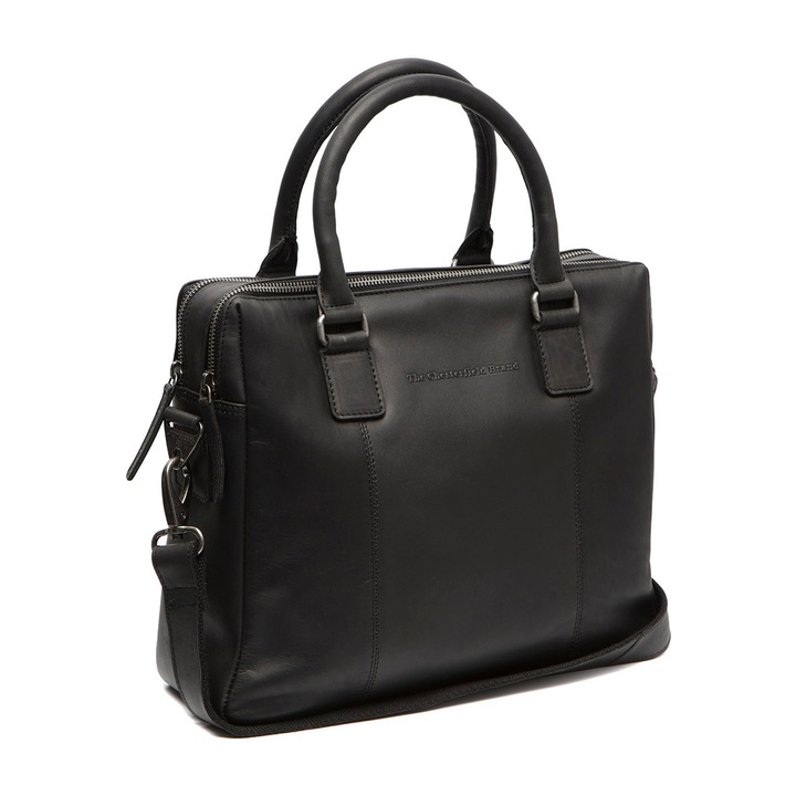Laptoptáska eredeti bőrből, The Chesterfield Brand, Santiago, 14 inch, Fekete