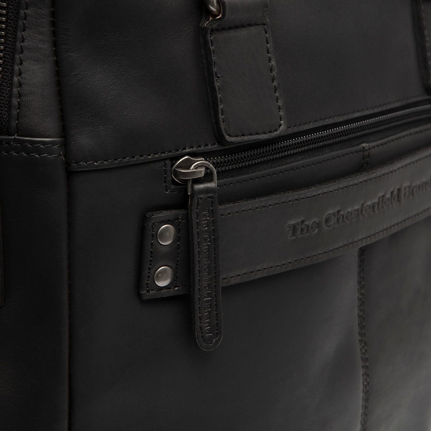 Geanta laptop din piele naturala, The Chesterfield Brand, Santiago, 14 inch, Negru