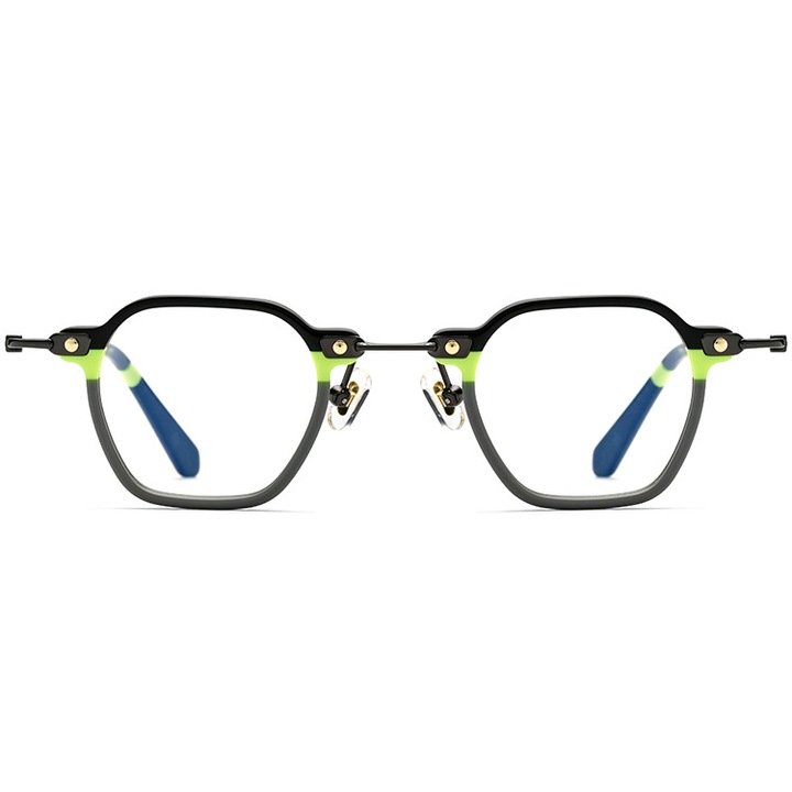 Ултралеки очила, Титан, Ретро дизайн, Унисекс, Зелен/Черен