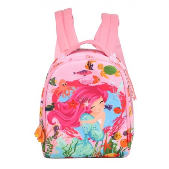 Ghiozdan Gradinita Daco, Model Sirene, 1 Compartiment, 1 Fermoar, Dimensiune 300x240x110 mm, Culoare Roz