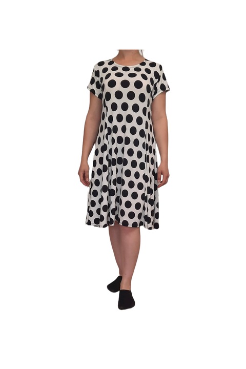 Pöttyös bő fazonú midi ruha - Nagy pötty fehér