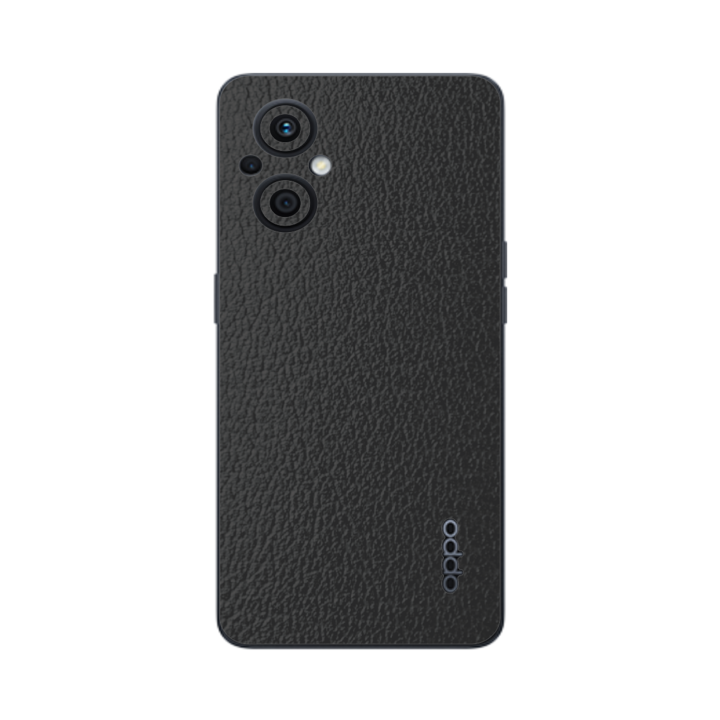 Folie Protectie iSkinz pentru Oppo Reno7 Lite 5G, Reno7 Z 5G - Piele Neagra Simple Cut, Skin Adeziv, Cover pentru Carcasa Spate
