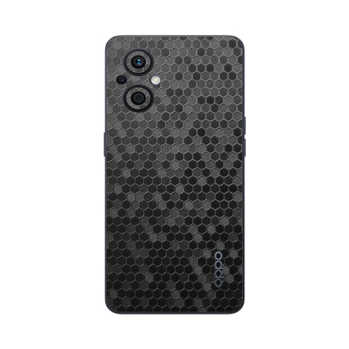 Защитно фолио iSkinz за OPPO Reno 8 Lite - Honeycomb Negru Black, Simple Cut, Adhesive Skin, Cover for Back Case