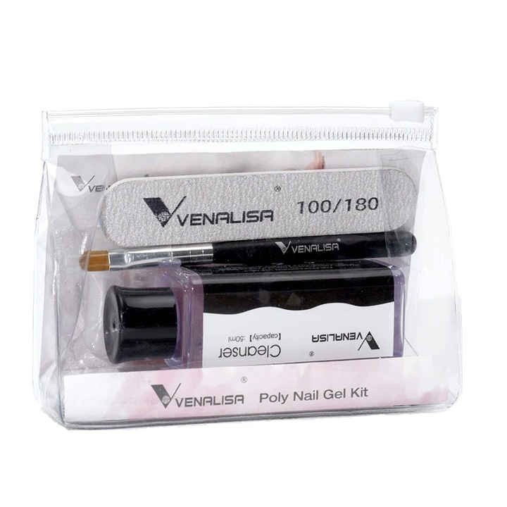 Kit mini polygel pentru constructie unghii, Venalisa, 16 piese, TK04, 15 gr, 50 ml