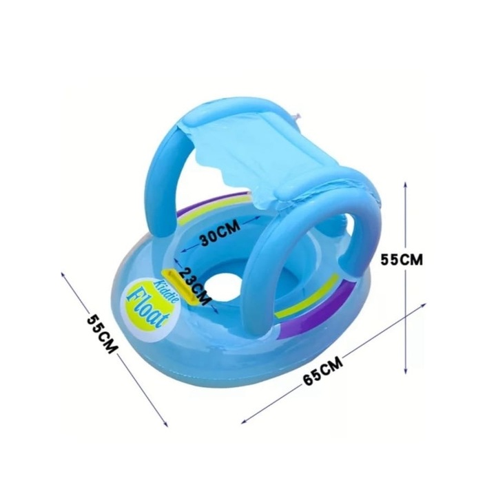 Colac Bebe pentru inot, cu protectie solara, bleu, 1an+ - eMAG.ro