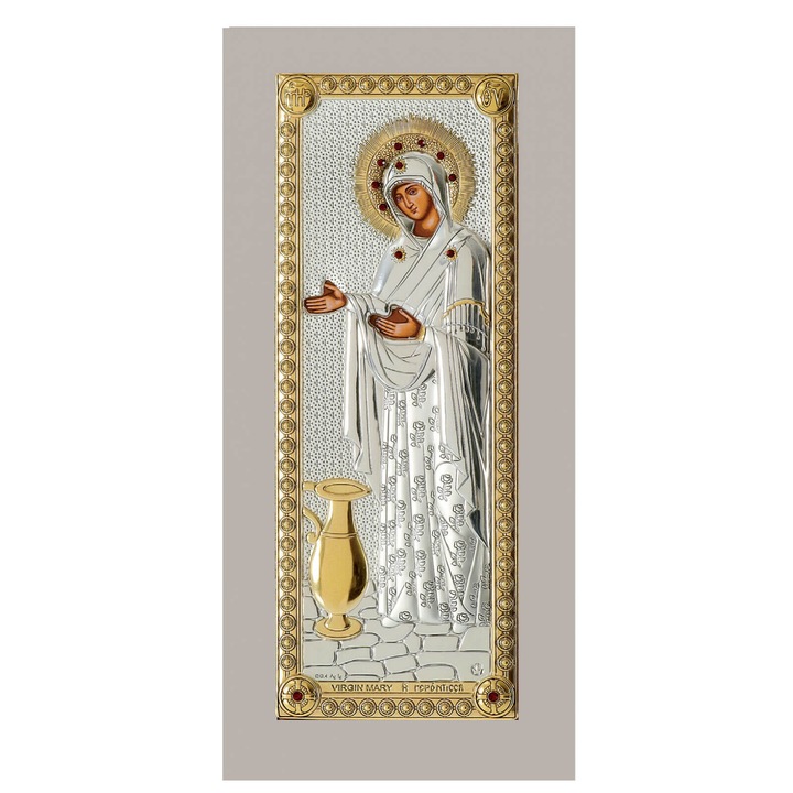 Icoana placata cu argint, Sporul Casei, Rama alba, 11 cm x 23 cm