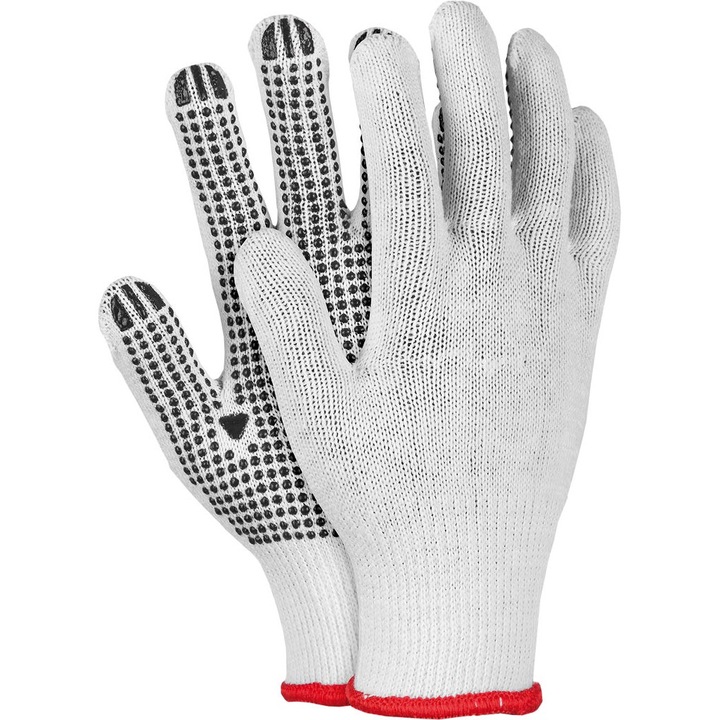 Manusi de protectie Rdznb, Bumbac/PVC, Alb/Negru, XL RDZNB10