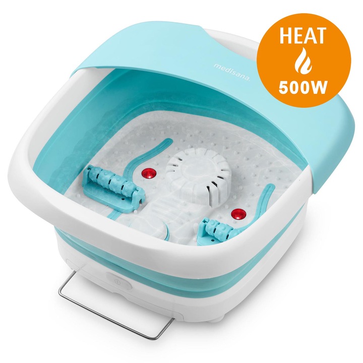 Масажна вана за крака Medisana FS 886 Foot Spa, Сгъваема, Функция затопляне, 500 W, До 45 размер на стъпалата, Син