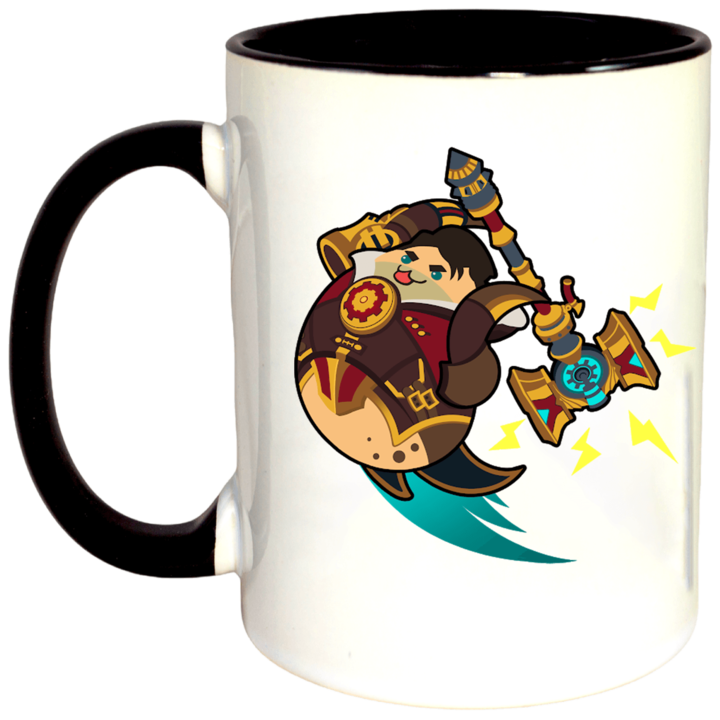 Cana personalizata cu interior colorat, negru, Cana Jayce League of Legends Fan Art, 330 ml
