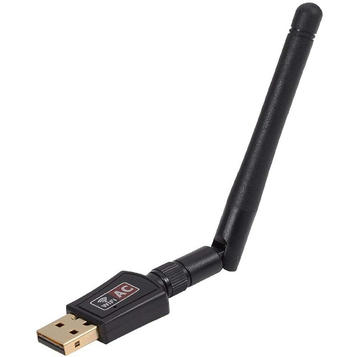 WiFi адаптер, 600 Mbps, USB 3.0, 802.11ac, 2.4/5 Ghz, черен