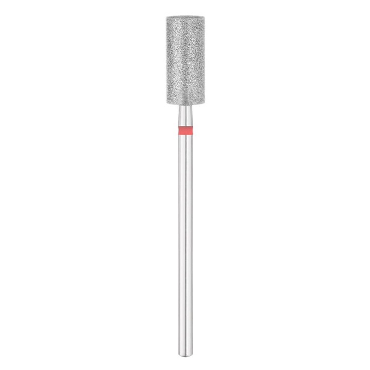 Capat cilindric diamantat pentru freza unghii Activeshop, EXO PRO, Inox, 6 mm, Granulatie fina, Argintiu