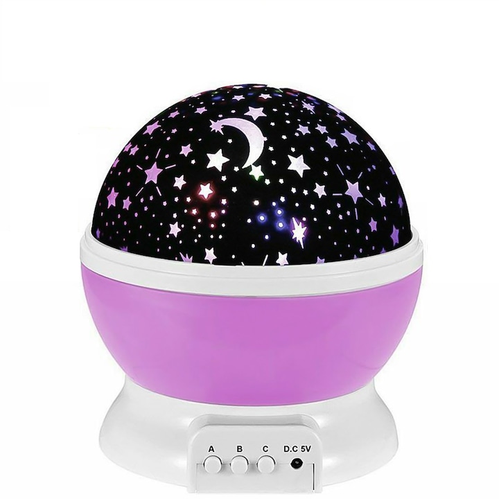 Star Master Éjjeli lámpa forgó csillagos égbolttal, LED éjszakai fény gyermekeknek, USB kábellel, Lila