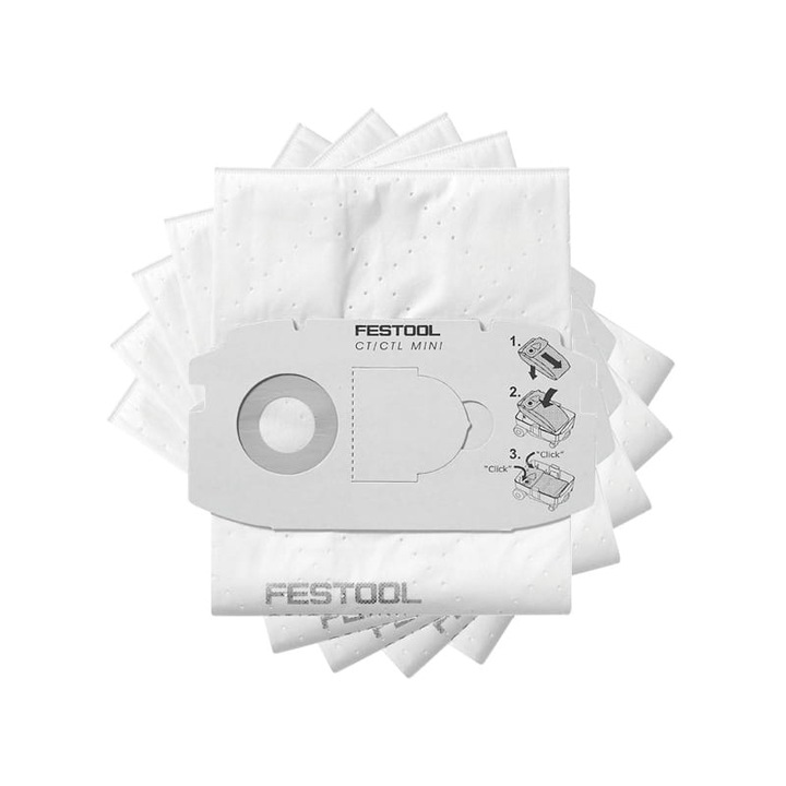 Комплект от 5 торби за прахосмукачка Festool CTL Mini, Бяла