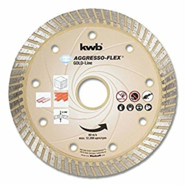 Disc de taiere diamantat KWB Profi Gold-Line Aggresso-Flex®, 115x22,23x10,0x2,1mm