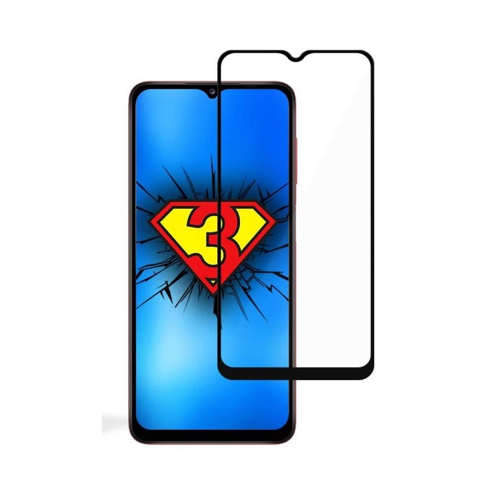 Протектор за екран 3MK, HardGlass Max Lite, За Samsung Galaxy A13 5G, Galaxy A04s, Пълно покриване, HD Clarity, Черен