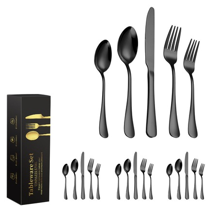 Set 20 tacamuri, Roffie, Inox, Negru