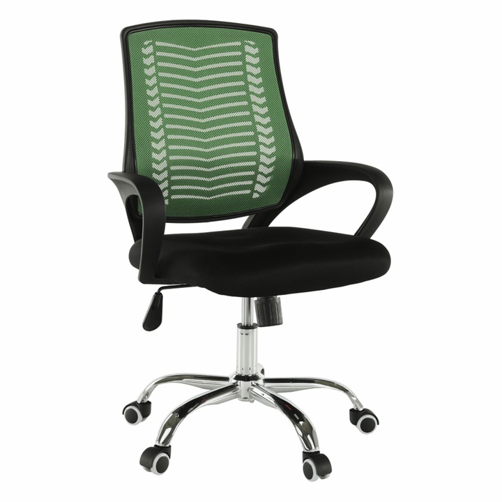 Офис стол, чернозелен, хромиран крак, Imela, 62x60x105 см