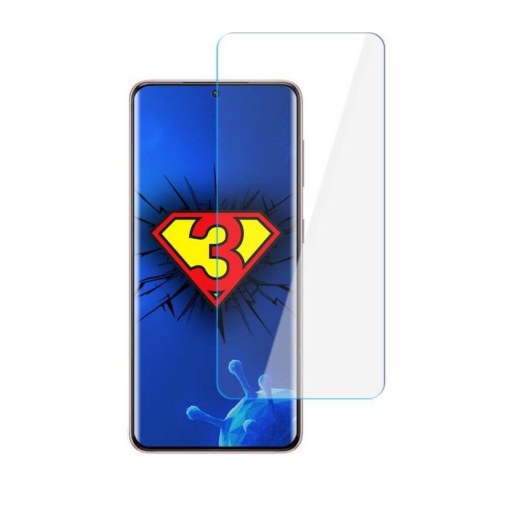 3MK SilverProtection+ фолио за екран, за Samsung Galaxy S21 FE, пълно покритие фолио, гел приложение, прозрачно