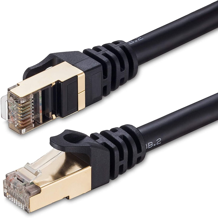 Cablu internet, Lecheng, CAT8, 40 Gbps, 2000 Mhz , RJ45, 1 m, Negru