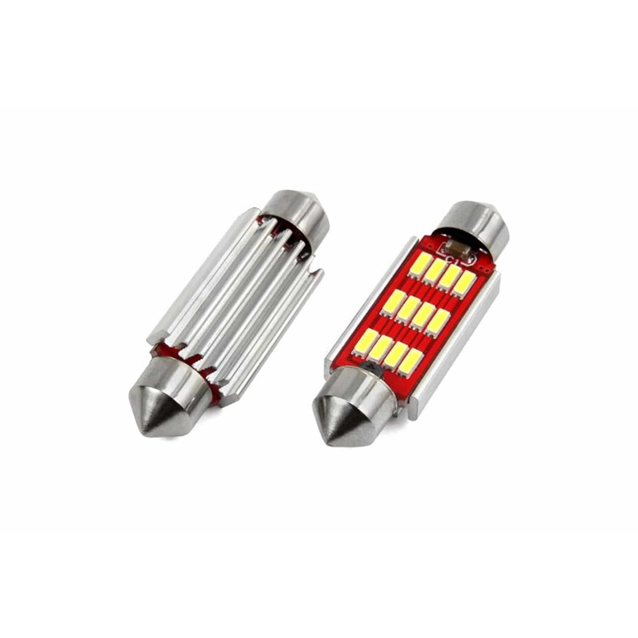 Set 2 becuri auto cu LED Canbus, sofit C5W, 41mm Alb 12/24V, MK-13