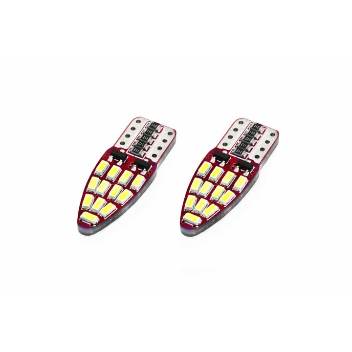 Set 2 becuri auto cu LED Canbus, W5W 24 SMD Alb 12V, MCT Cars 26212