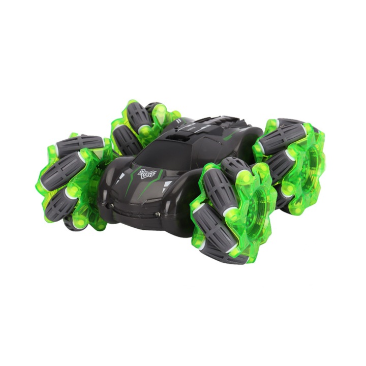 Masinuta de cascadorie 4x4, drifturi, rotatie de 360 ​​de grade, roti rulante cu lumini si telecomanda