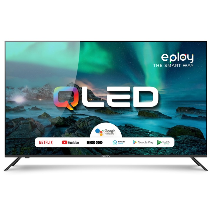 Televizor QLED Smart Allview, sistem de operare Android TV 9.0, rezolutia Ultra HD / 4K, tehnologie HDR, Wireless, LAN, Bluetooth, diagonala de 126 cm, negru