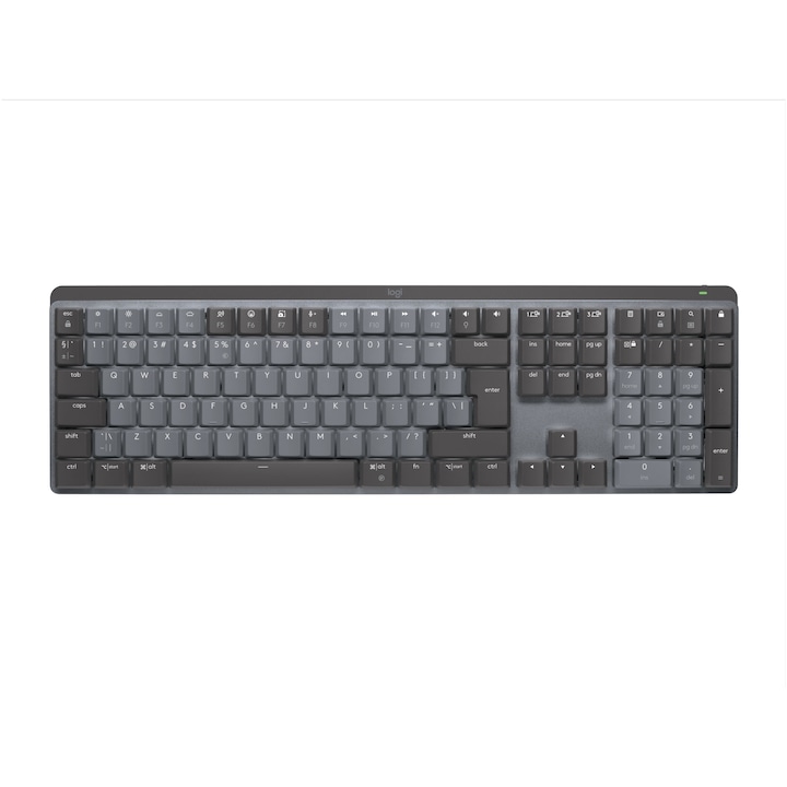 Безжична клавиатура Logitech MX Mechanical Perfomance, Осветление, Тиха, USB, BT, US INT, Черен
