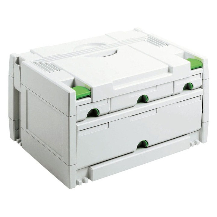 Cutie piese mici Festool Sortainer SYS 3, Alb/Verde