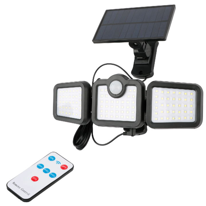 Proiector solar 15W, Entac, senzor miscare, 600lm, acumulator 2400 mAh, IP 65, 3 moduri, telecomanda