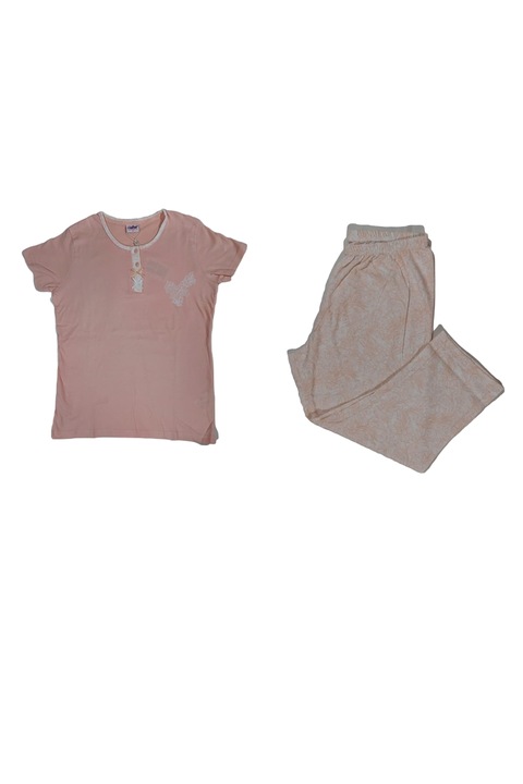 Pijamale dama maneci scurte cotonella DDB61, Roz