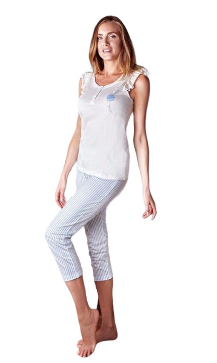 Pijama din bumbac Nottingham PG33478, Albastru deschis