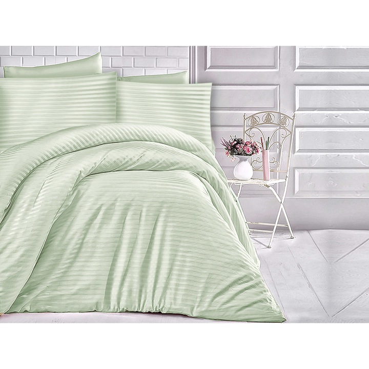 Спален комплект от сатениран памук, Darymex, 220x200/2x(70x80), ментово зелен