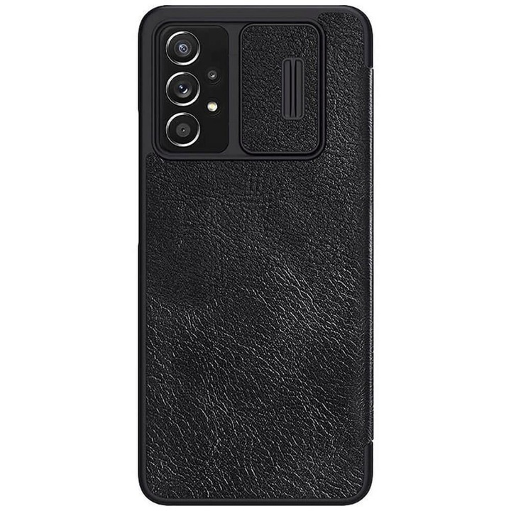 Nillkin Qin Pro könyvborító, Samsung Galaxy A73 5G-hez, kameravédelem, Eco bőr, fekete