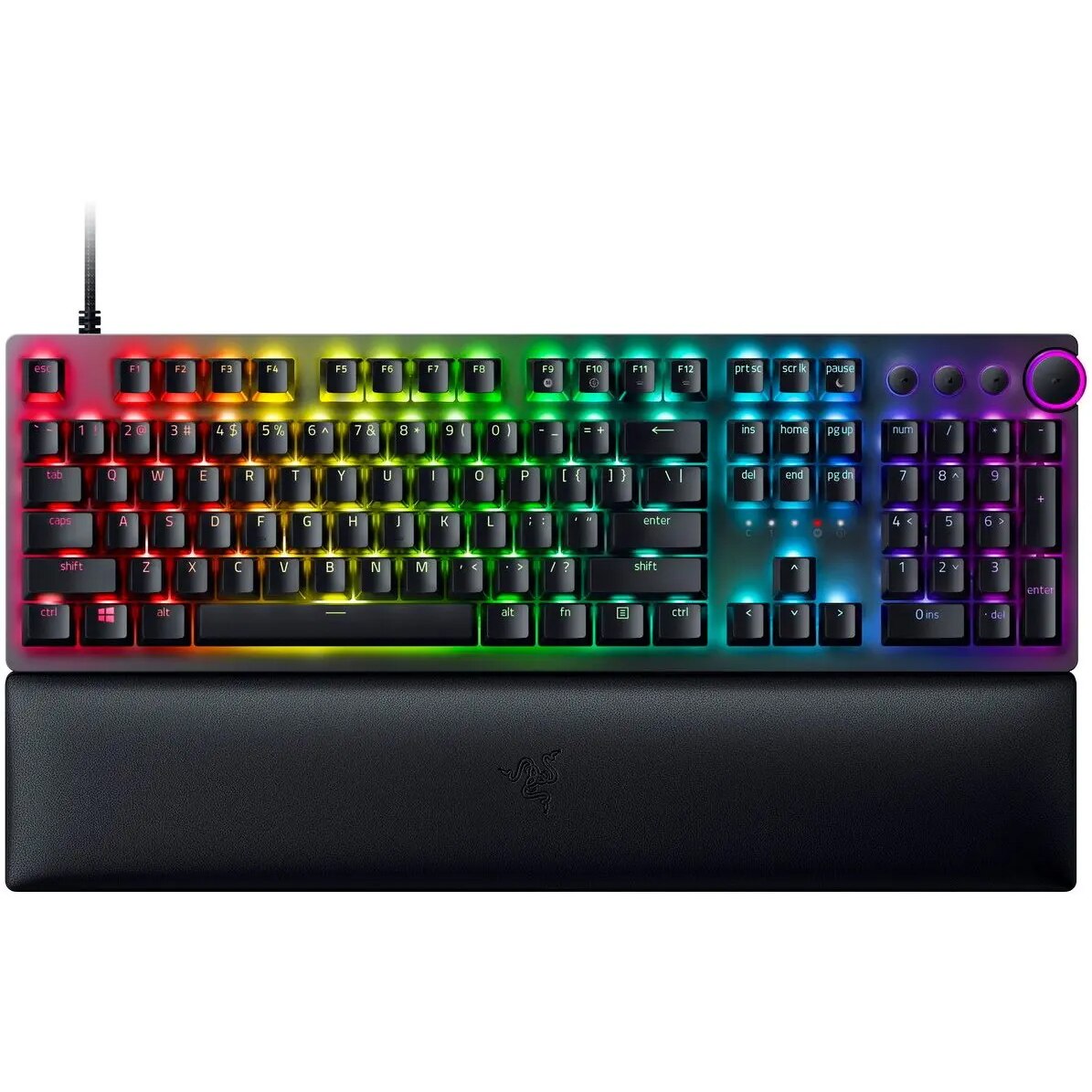 Tastatura pentru gaming, Razerz Huntsman V2 RGB, comutatoare violet, distributie internationala SUA, Negru