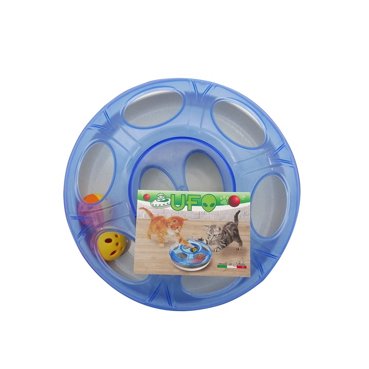 Játék macskáknak, Ufo, interaktív, két labdával, 25 cm átmérőjű