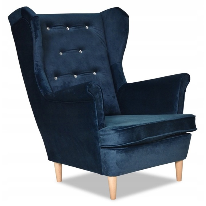 Fotoliu Fix Diana Scandinav Puf Din Velur Extensibil Pentru Sufragerie Bleumarin 104x84x92