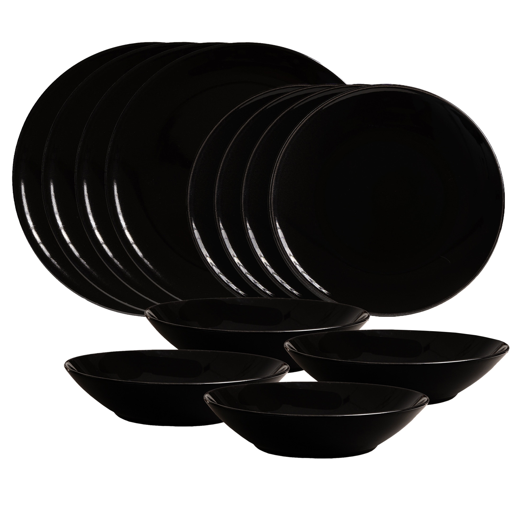 Set Complet Serviciu De Masa, Abyss, 12 piese, Cesiro, Negru Lucios