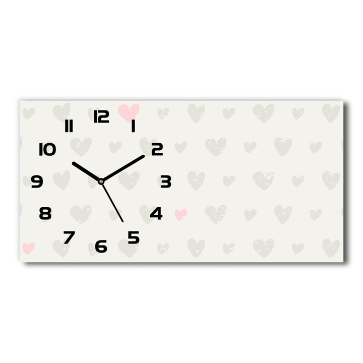 Dekoratív falióra, Tulup, Szív hatter, Zöld, 60 cm x 30 cm