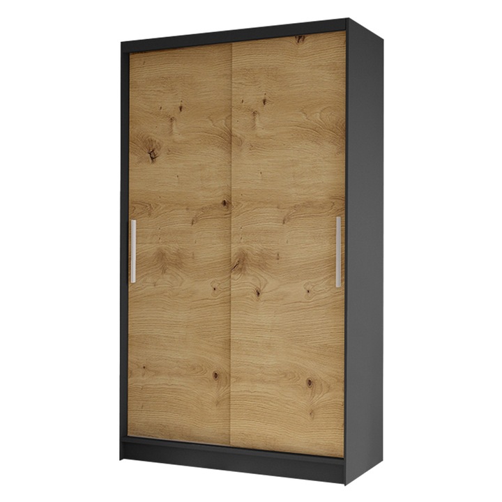Dulap Kamabi I, MIRJAN 24, 100x200x58 cm, negru/ stejar