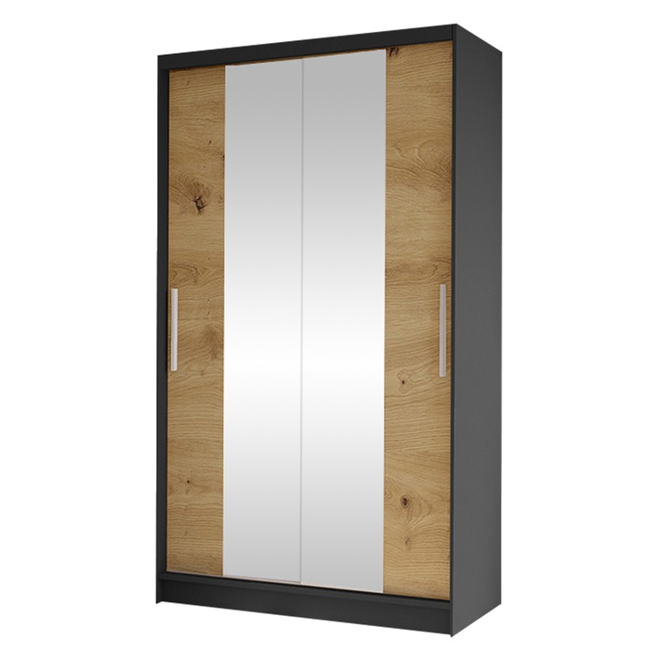 Dulap Kamabi II, MIRJAN 24, 100x200x58 cm, negru/ stejar